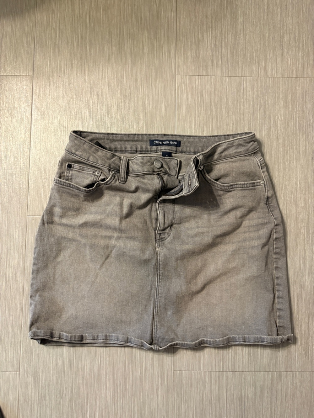 Calvin Klein Jeans Taupe Gray Denim Skirt
